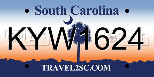 KYW1624 South Carolina License Plate