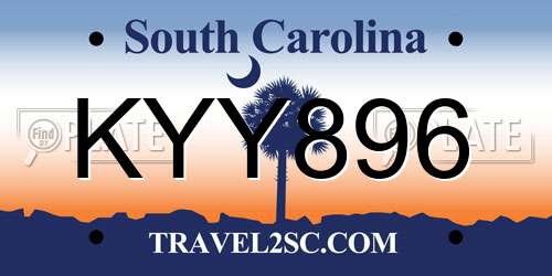 KYY896 South Carolina License Plate
