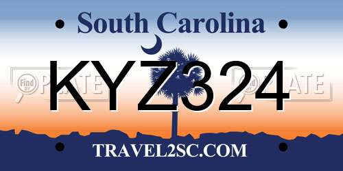 KYZ324 South Carolina License Plate