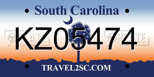 KZ05474 South Carolina License Plate