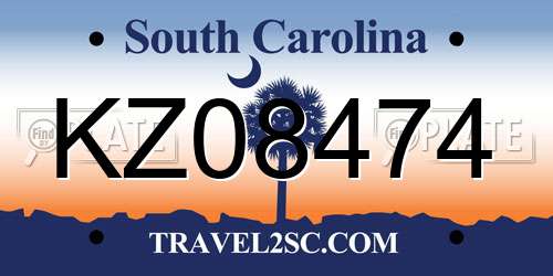 KZ08474 South Carolina License Plate