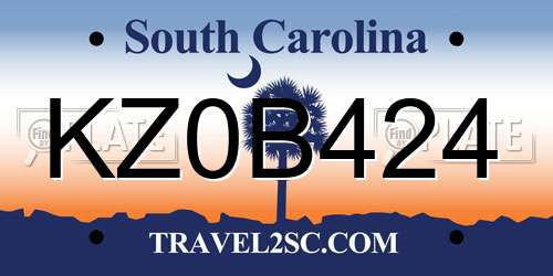 KZ0B424 South Carolina License Plate
