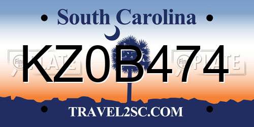 KZ0B474 South Carolina License Plate