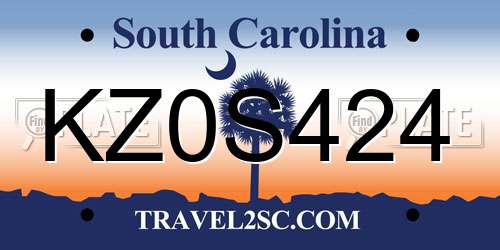 KZ0S424 South Carolina License Plate