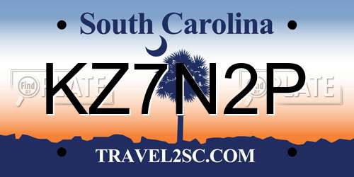 KZ7N2P South Carolina License Plate