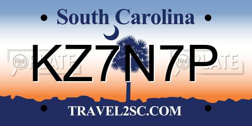 KZ7N7P South Carolina License Plate