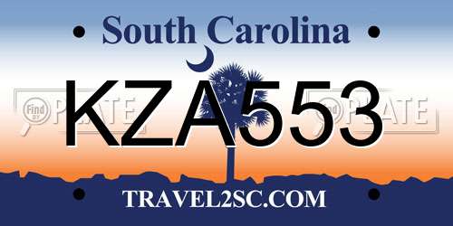 KZA553 South Carolina License Plate
