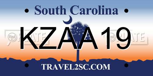 KZAA19 South Carolina License Plate