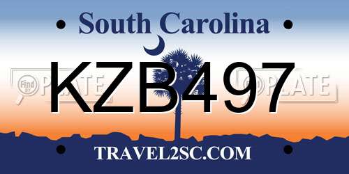 KZB497 South Carolina License Plate