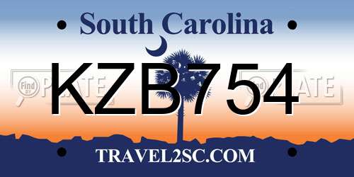 KZB754 South Carolina License Plate