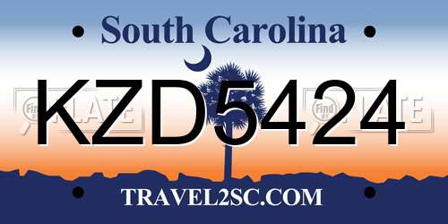 KZD5424 South Carolina License Plate