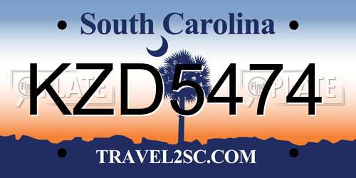 KZD5474 South Carolina License Plate