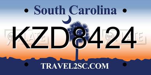 KZD8424 South Carolina License Plate
