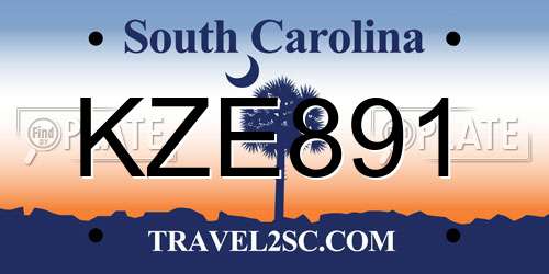 KZE891 South Carolina License Plate