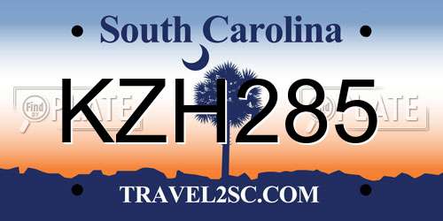 KZH285 South Carolina License Plate