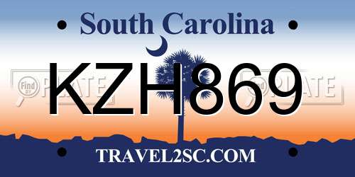 KZH869 South Carolina License Plate