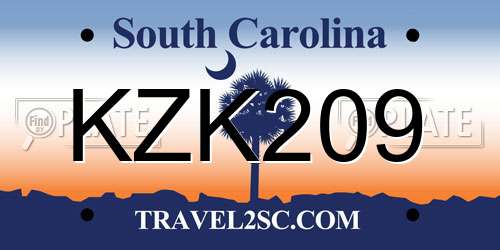 KZK209 South Carolina License Plate