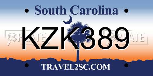KZK389 South Carolina License Plate
