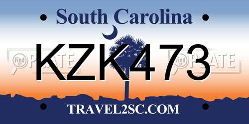KZK473 South Carolina License Plate