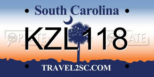 KZL118 South Carolina License Plate