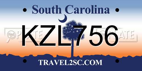 KZL756 South Carolina License Plate