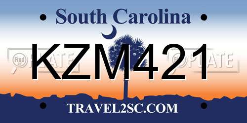KZM421 South Carolina License Plate