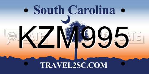 KZM995 South Carolina License Plate