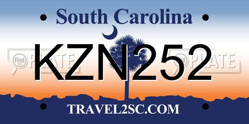 KZN252 South Carolina License Plate
