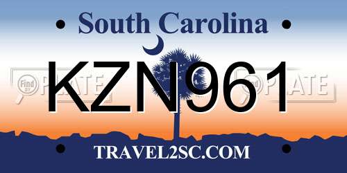 KZN961 South Carolina License Plate