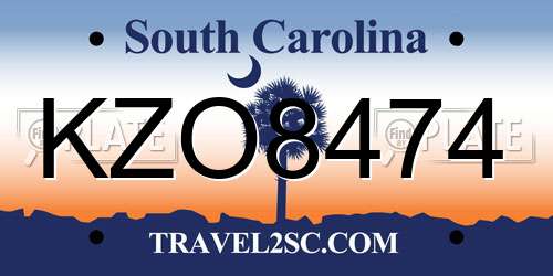 KZO8474 South Carolina License Plate
