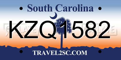 KZQ1582 South Carolina License Plate
