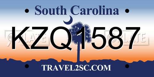 KZQ1587 South Carolina License Plate