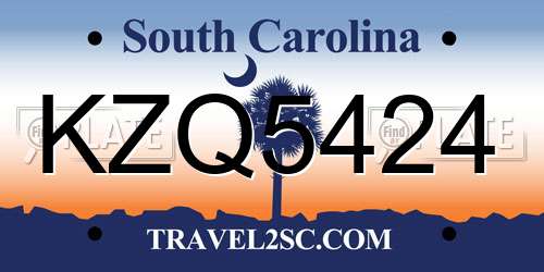 KZQ5424 South Carolina License Plate