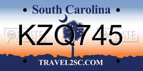 KZQ745 South Carolina License Plate