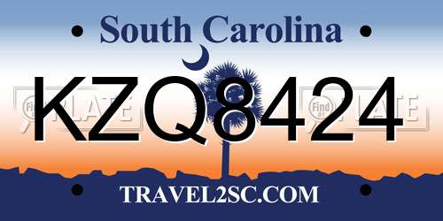 KZQ8424 South Carolina License Plate