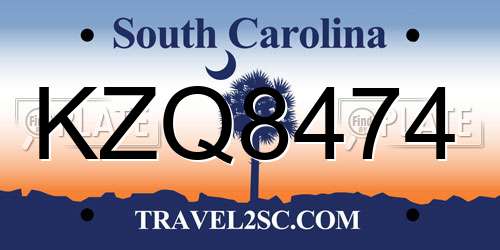 KZQ8474 South Carolina License Plate