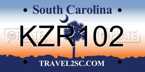 KZR102 South Carolina License Plate