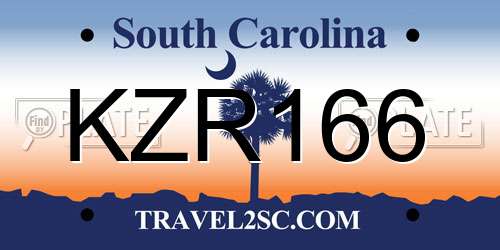 KZR166 South Carolina License Plate