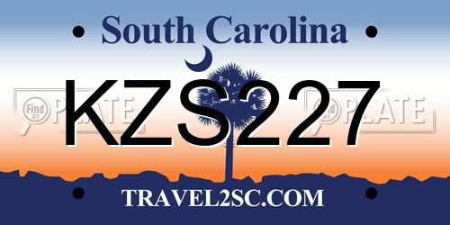KZS227 South Carolina License Plate