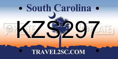 KZS297 South Carolina License Plate