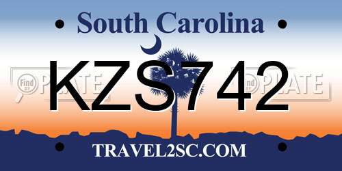 KZS742 South Carolina License Plate