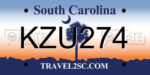 KZU274 South Carolina License Plate