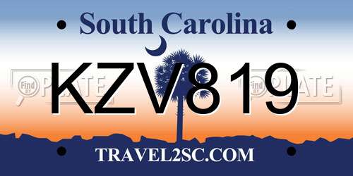 KZV819 South Carolina License Plate