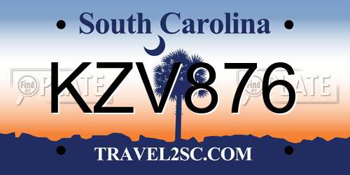 KZV876 South Carolina License Plate