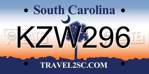 KZW296 South Carolina License Plate
