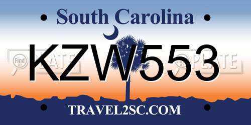 KZW553 South Carolina License Plate