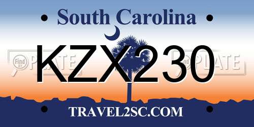 KZX230 South Carolina License Plate
