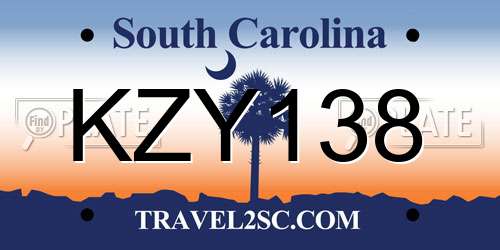 KZY138 South Carolina License Plate
