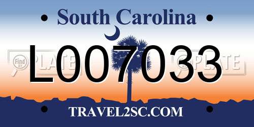 L007033 South Carolina License Plate