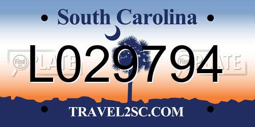 L029794 South Carolina License Plate